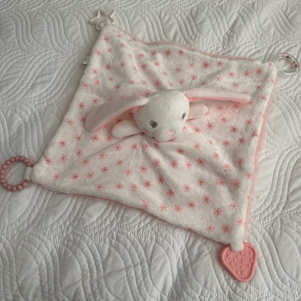 Dreamgro Pink Bunny Lovey Plush Security Blanket